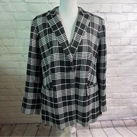 RACHEL ROY Collection Plaid Blazer Jacket Black White 1X - Picture 2 of 9